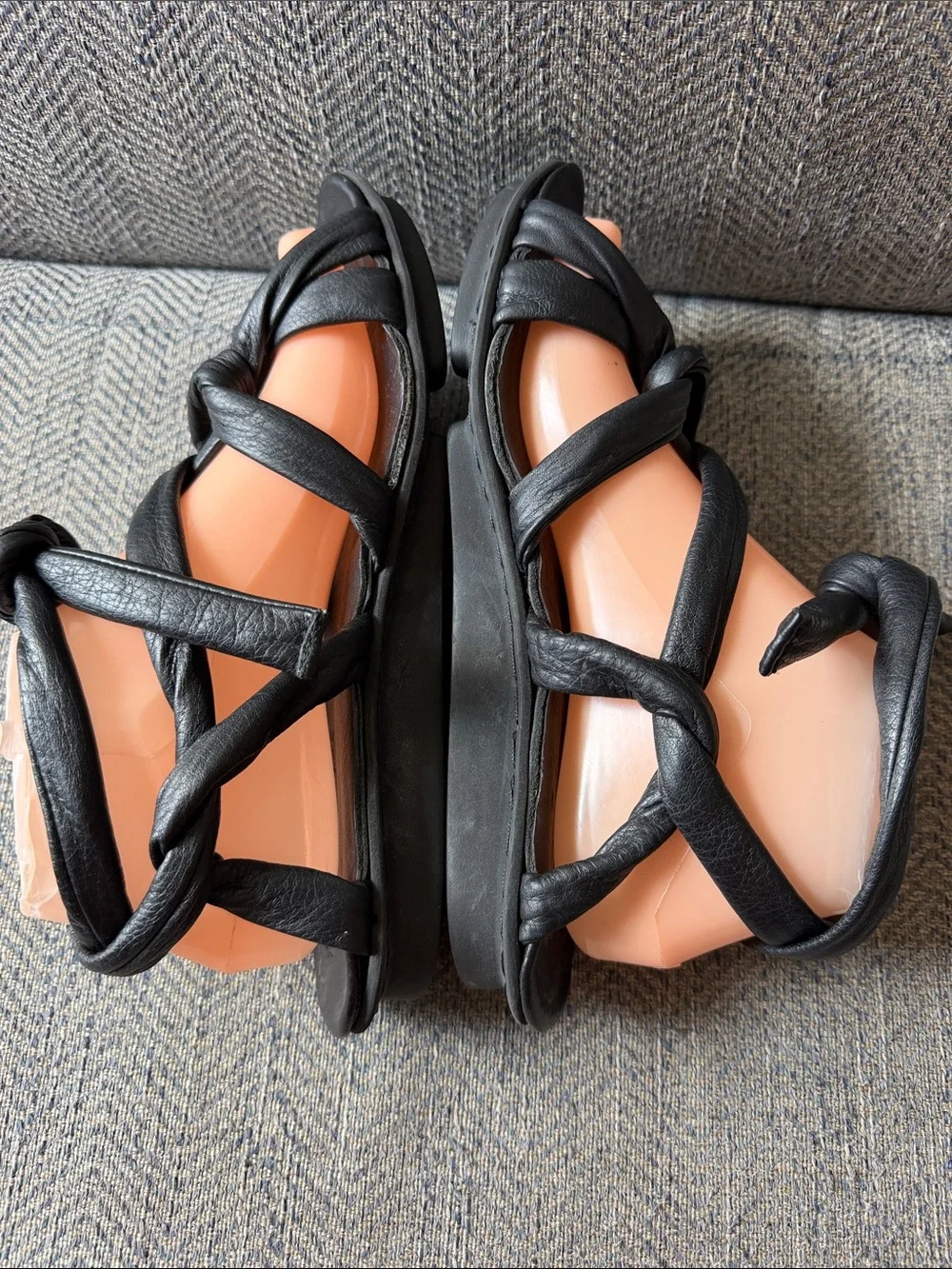 TRIPPEN | Gossamer Lust Black Leather Sandals Size: 40